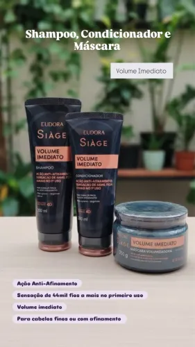     Kit Siàge Volume Imediato Eudora - Cabelo com Volume Já na Primeira Lavagem!