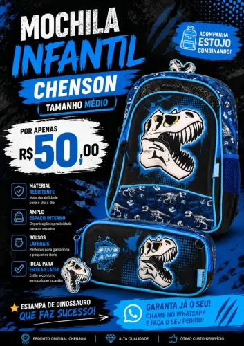 MEGA PROMOÇÃO MOCHILA + ESTOJO CHENSON - ÚLTIMAS 2 UNIDADES DISPONÍVEIS
