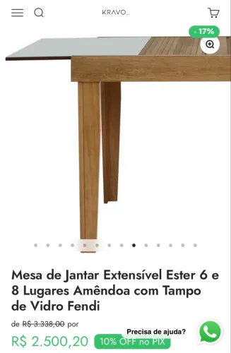 Mesa de Jantar Extensível de 6 a 8 lugares