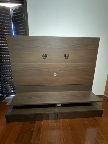 Painel Completo com Rack para TV - Madeira Escura