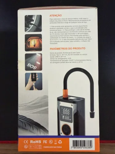 INOVA Inflador de Pneu Elétrico Recarregável 65W Rápido Compacto USB Power Bank