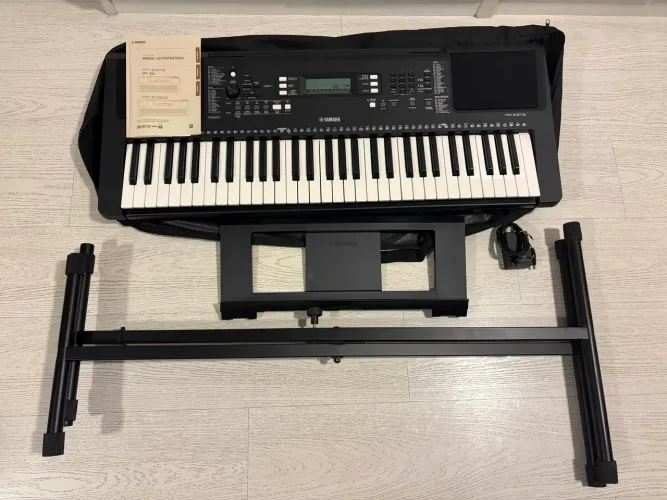 Teclado Yamaha PSR-E373 Completo (Com Suporte, Capa e Fonte)