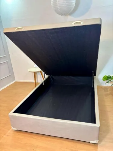 Cama Base Box Baú Viúva Bege Amendoim 
