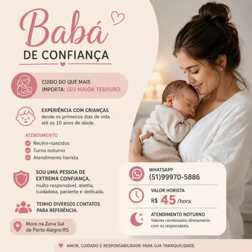 Babá Recém-Nascidos e Crianças | Plantão Noturno e Horista