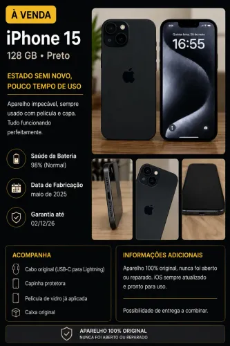iPhone 15 - seminovo - na garantia