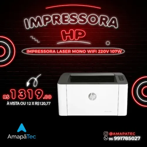 Impressora HP 107W Laser Monocromática Wi-Fi 220V