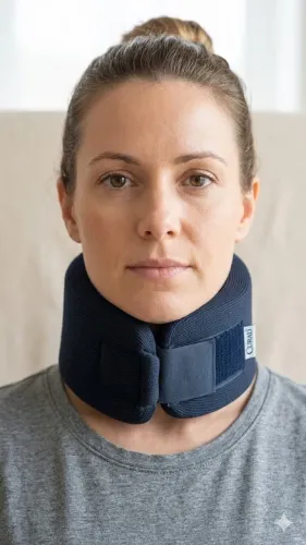 colar cervical ortopédico mercur - azul - tamanho m