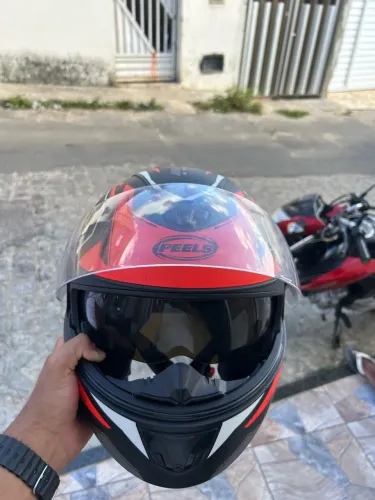 Capacete Peels U-RB2 Ocean Escamoteável Preto Fosco/Vermelho Tam. 58