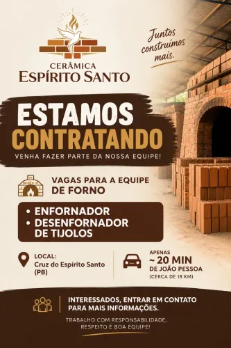 OPORTUNIDADE DE TRABALHO ? EQUIPE DE FORNO