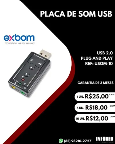 Placa de Som USB USOM-10