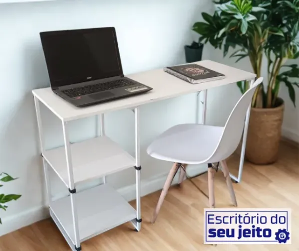 Escrivaninha 1,1m NOVA Mesa Estilo Industrial Multiuso Notebook Escritório Computador Birô