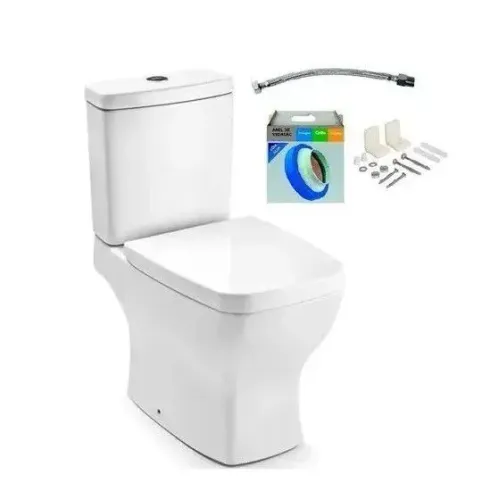 Bacia com Caixa acoplada + assento + kit instalação modelo Boss INCEPA Branca