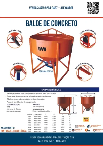 Balde de Concreto - Balde para massa: