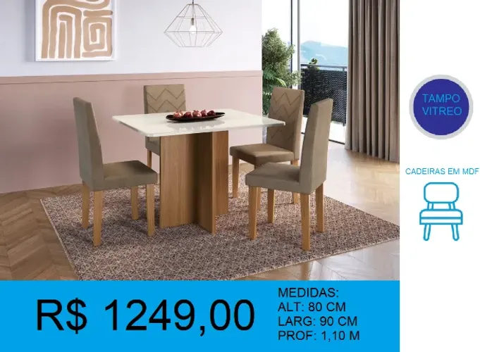 Mesa com 4 cadeiras garanta já a sua - temos a pronta entrega