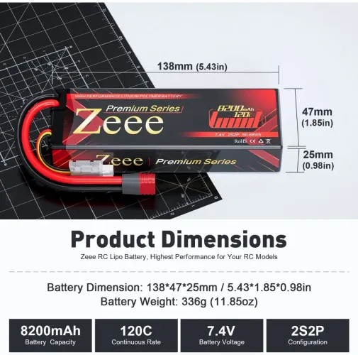Bateria lipo 2S, 120C, 8200 mAh (nova zero km) para automodelo, drone, aeromodelo...