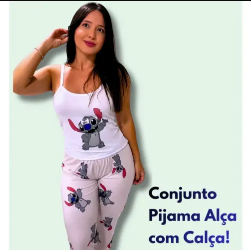 Pijama de manga calça suede premium estampado