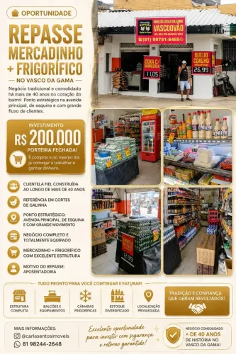 REPASSE DE MERCADINHO + FRIGORÍFICO NO VASCO DA GAMA!