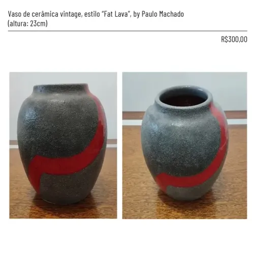 Vaso de cerâmica vintage, estilo Fat Lava, by Paulo Machado