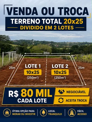 2 TERRENOS À VENDA - 250m² CADA