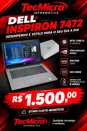 ? NOTEBOOK DELL INSPIRON 7472 CORE i5 | SSD 240GB | VÍDEO NVIDIA