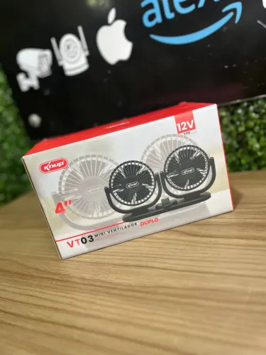 Mini Ventilador Duplo Veicular 12V VT03 KNUP