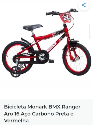 Bicicleta Monark Aro16 Preta