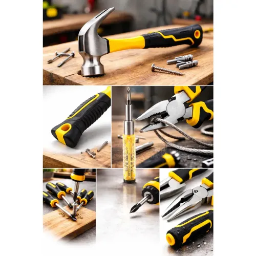 Kit Jogo de Ferramentas Alicate Martelo Chave De Fenda Philips Testador de Voltagem