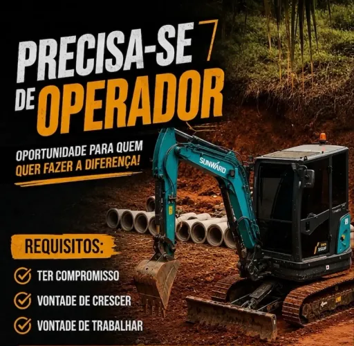 Contrata-se Operador de Mini Escavadeira - Diarista / Freelancer DF