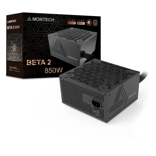 Fonte Montech Beta 2 850W, 80 Plus Bronze, ATX 3.1, PCIe 5.1, Preto