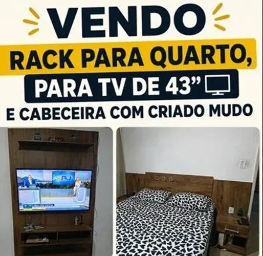 Rack para quarto+ Cabeceira com criado mudo