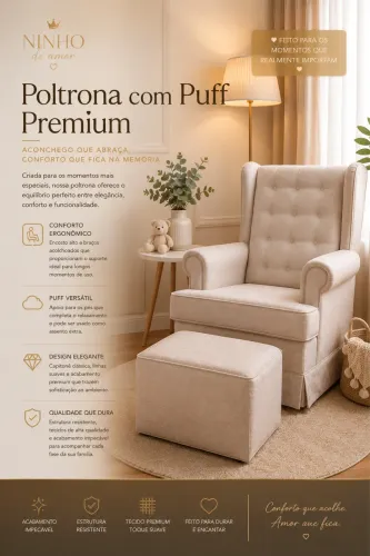 Poltrona e pulff premium amamentacao
