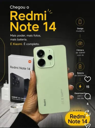 Redimi note 14 novo sem marcas de uso 256giga com todos acessórios