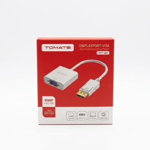 Adaptador DisplayPort para VGA Full HD 1080p Tomate MTV-601 Conector PC Monitor pode retir