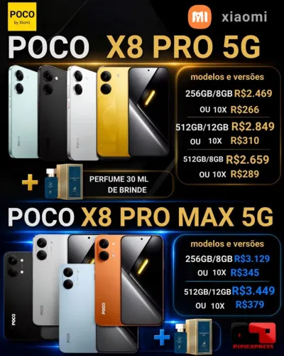 Poco X8 Pro e Poco X8 Pro Max ! linha completa com brinde.