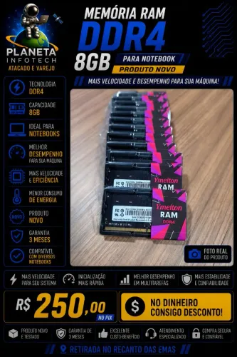 Memória ram DDR4 8gb para Notebook ( Produto novo e com garantia )