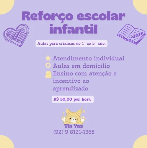 Aulas Particulares Infantil | Reforço Escolar 1º ao 5º ano - Domicílio
