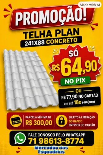TELHA PVC PLAN 241x88 CONCRETO R$ 64,90 DINHEIRO OU PIX