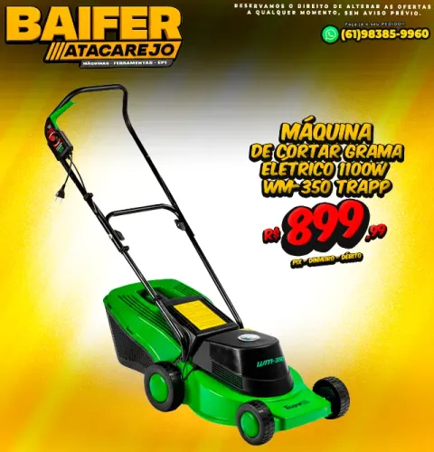 Máquina de Cortar Grama Elétrico 1100w Wm-350 Trapp