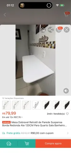 Mesa dobrável lacrado