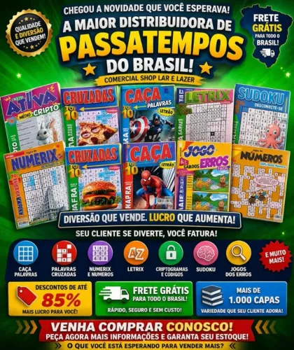 CAÇA-PALAVRAS, CRUZADAS, CRIPTO - O MAIOR ESTOQUE DO BRASIL