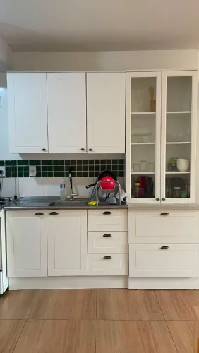 Cozinha - Balcão + Cuba + Aéreo + Cristaleira