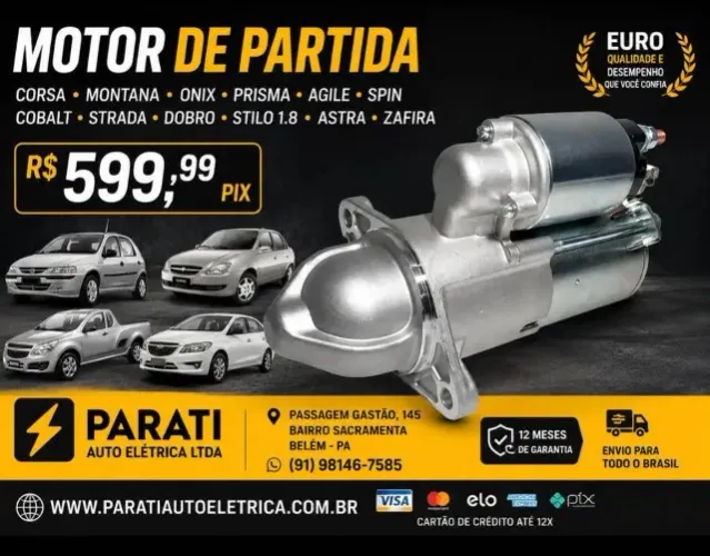 Motor partida GM Corsa, Montana, Meriva, Agile 1.4 Cobalt ,Montana , Spin , Doblo 1.8,Stil