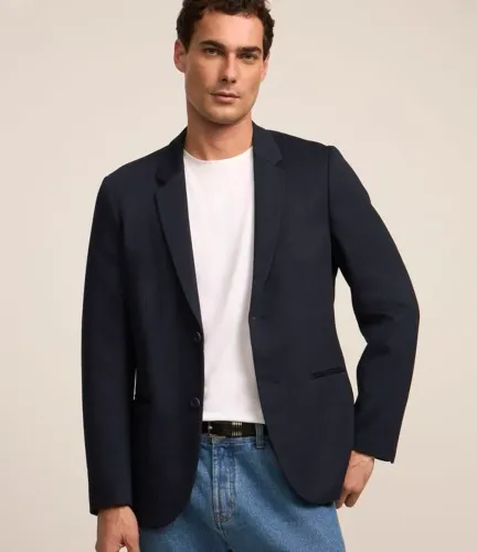 Blazer Marfinno Tricoline Azul Marinho