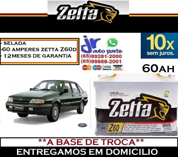 Bateria Automotiva Ford Versailles 60AH Zetta 12v