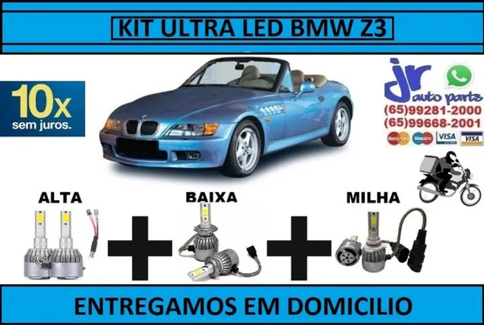 Kit Lampada Ultra LED(Alta/Baixa/Milha) BMW Z3 6000K 12V 24V
