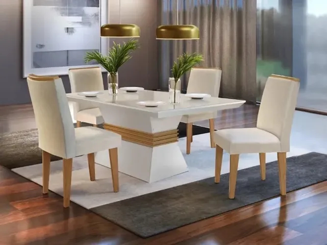 Mesa de Jantar Agata 1.20×0.80 Com 4 Cadeiras l12