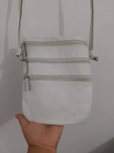 Bolsa branca transversal couro legítimo 