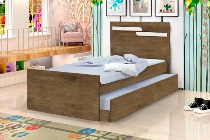 Oferta -> Cama bibox com auxiliar MDF Florença solteiro Frete + montagem grátis Direto Fáb