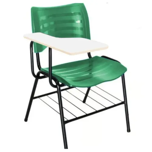 Cadeira Universitária Plástica Verde Prancheta MDF Durável Ergonômica Modelo 34012