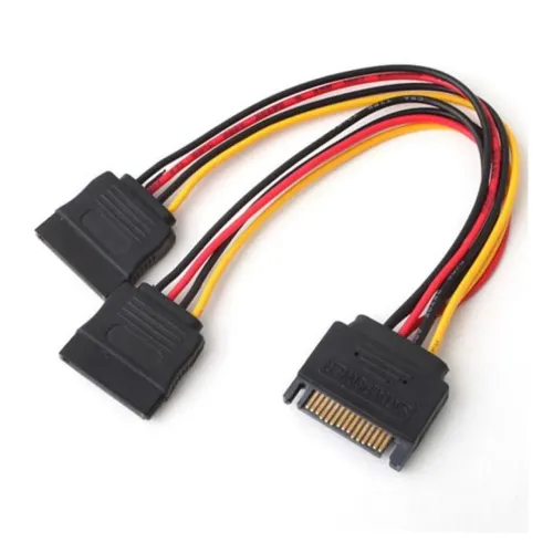 Cabo de Energia 2 Sata 15P (Fêmea) x 1 Sata 15P (Macho), Tamanho 20cm - Grasep